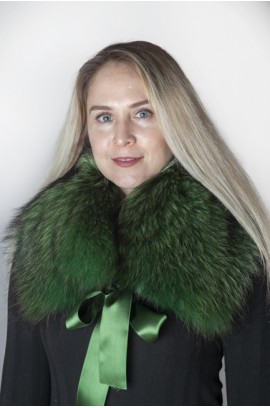 Dark green Finnraccoon  fur collar-neck warmer